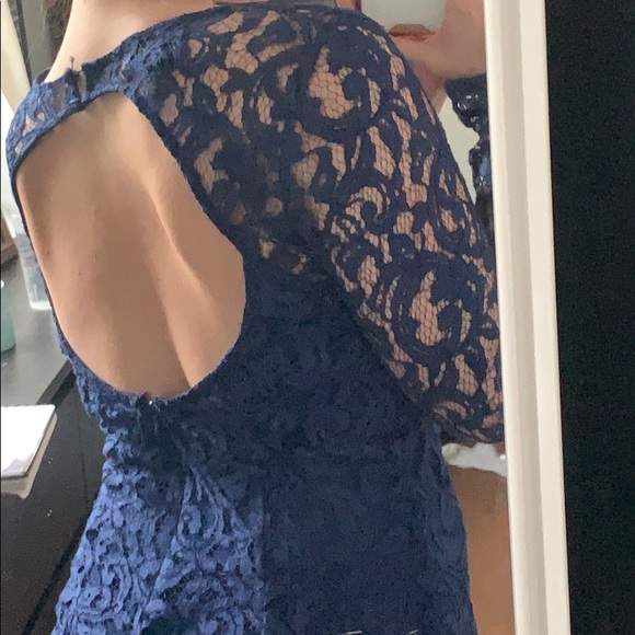 Long Sleeve Blue Lace Dress - Picture 3 of 3